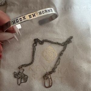 Texas Longhorns Silver Bracelet and Necklace Set